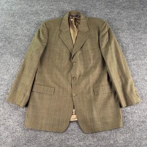 Vintage Brooks Brothers 346 Blazer 44L Brown Glen Plaid Wool Sport Coat 90s READ